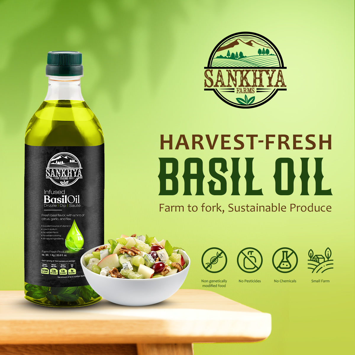 Infused Basil Oil | Finishing Oil | Spread | Sauces | Dips | Curries | Salad Dressing
